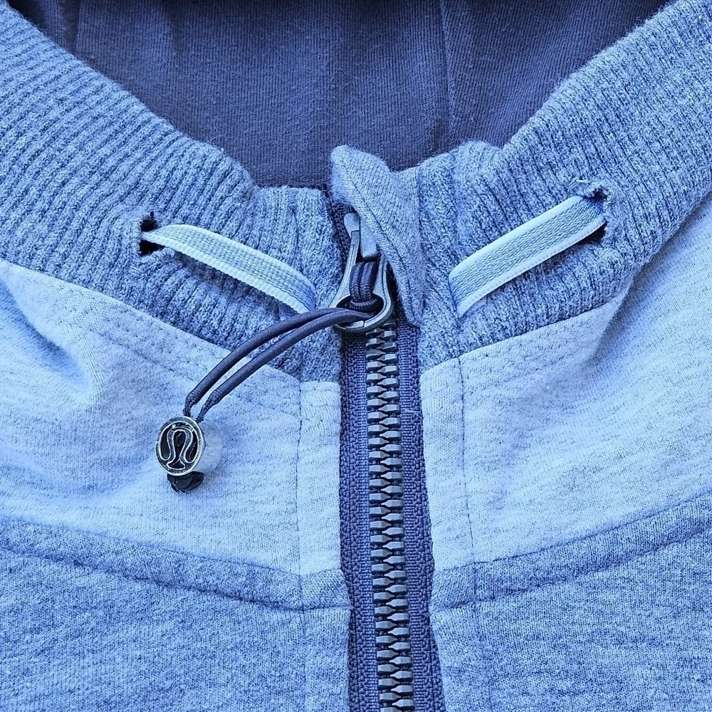 Lululemon Bliss Break Zip Hoodie Heathered Gray Color Block Sweatshirt Size 8